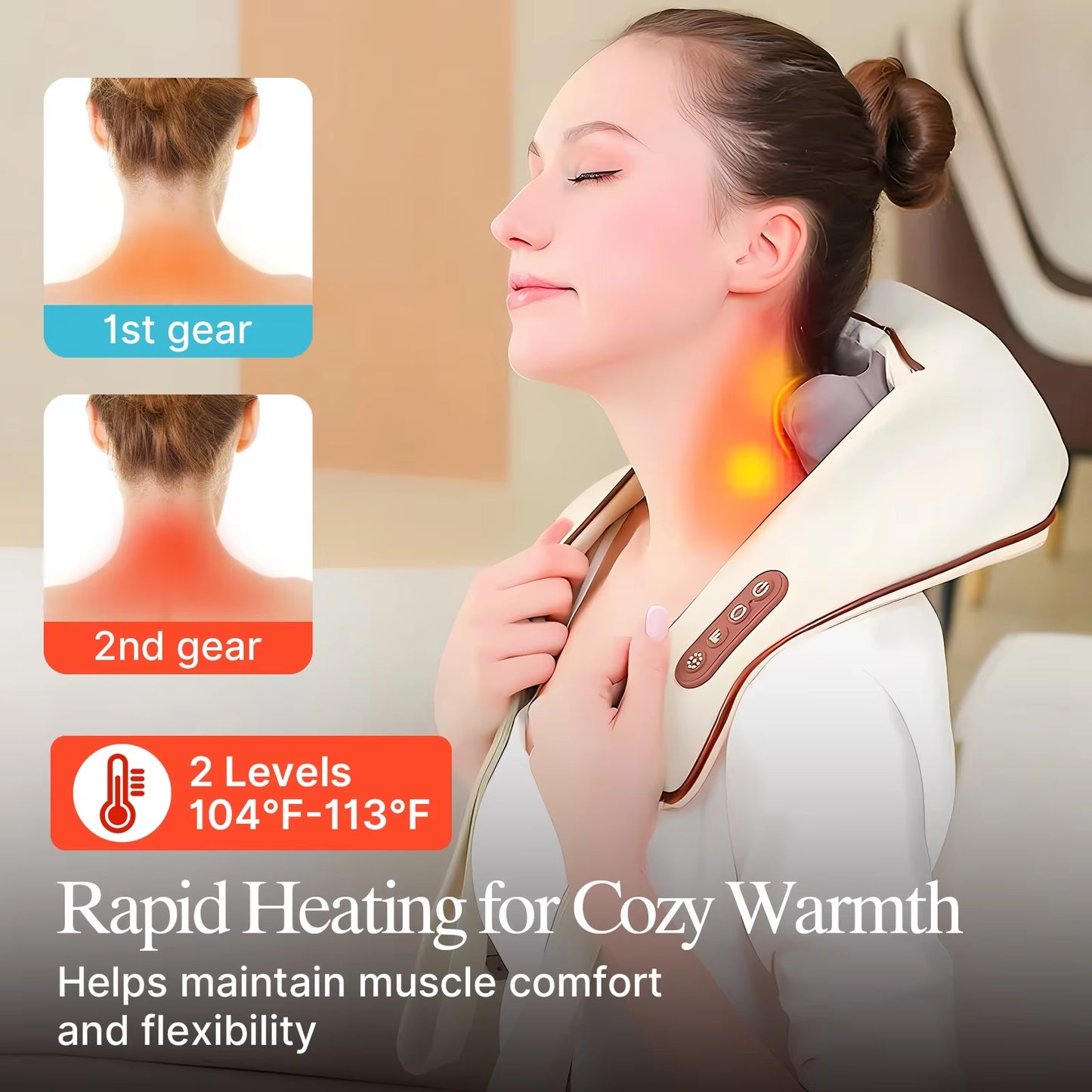 Experience Ultimate Relaxation with Our Cordless Neck and Shoulder Massager – Deep Tissue Pain Relief with Soothing Heat